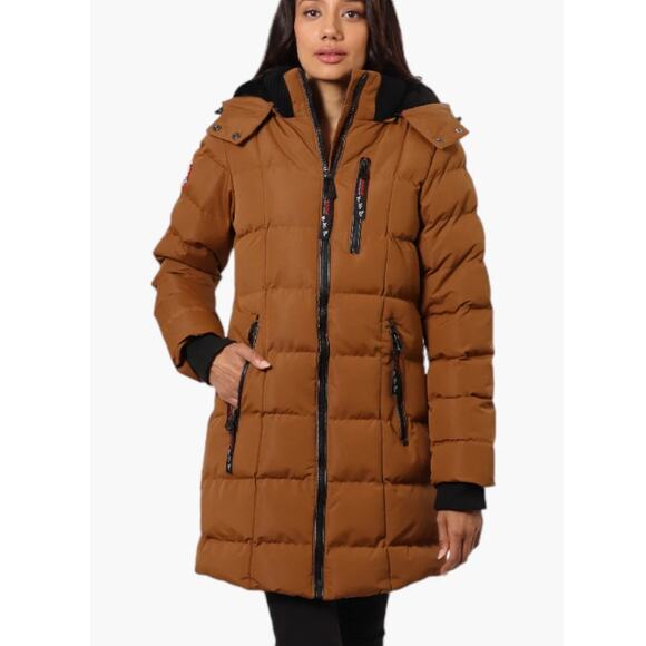 Canada Weather Gear Women's Brown Bubble Puffer Parka Winter Jacket Size M - Picture 1 of 10